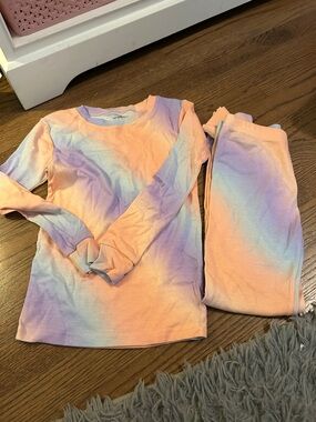 Carter's Girls Tie-Dye Two-Piece Pajama Set - Peach, Lavender, Light Blue
